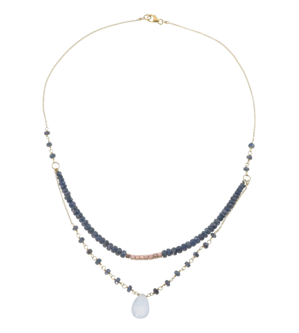 Blue Sapphire Blue Chalcedony necklace