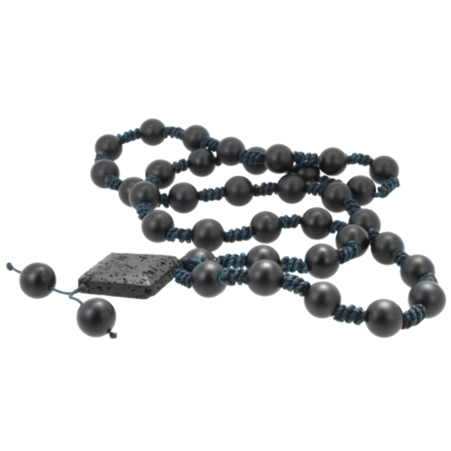 Pendant Macrame threaded Onyx-lava