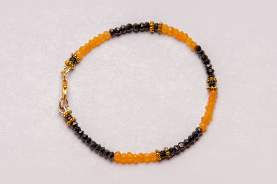 Orange and Black Beaded Bracelet