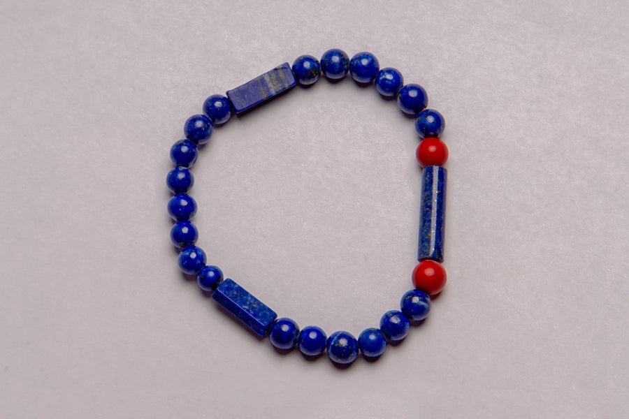 Sapphire Blue Lapis Lazuli Beaded Bracelet