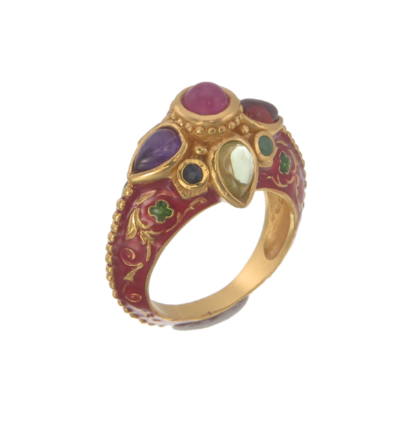 Luxurious Red Enamel Ring