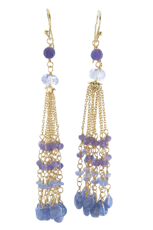 Earing Tanzanite and amethyst