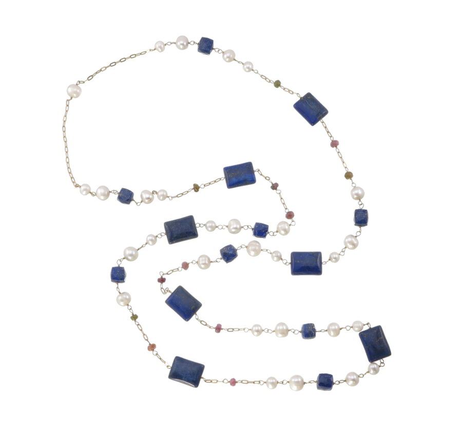 Lapis Lazuli-Pearl necklace