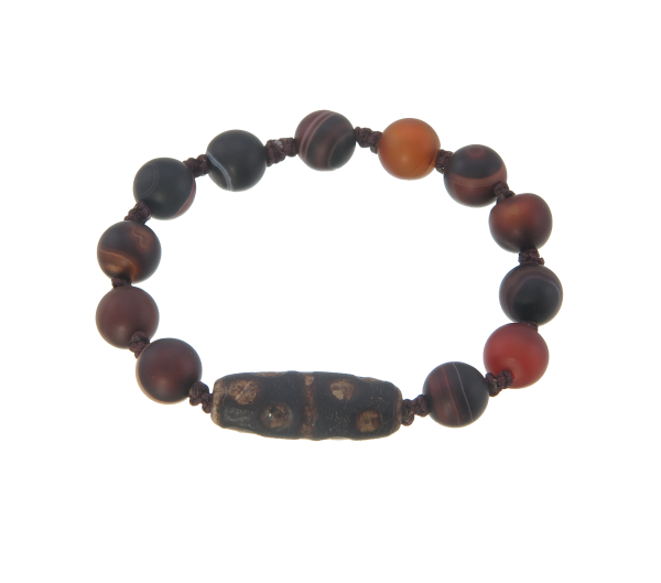Suleimany Agate macrame 8eyed oval antique stone bracelet