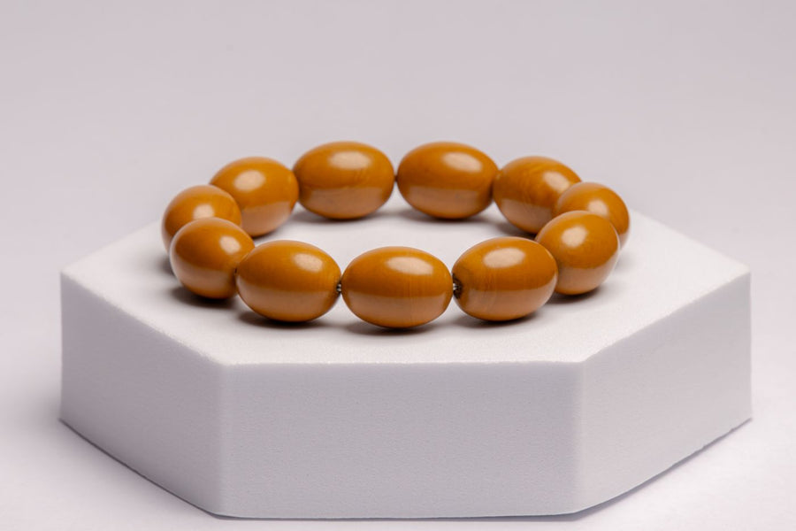 Handcrafted Golden Jade Bracelet