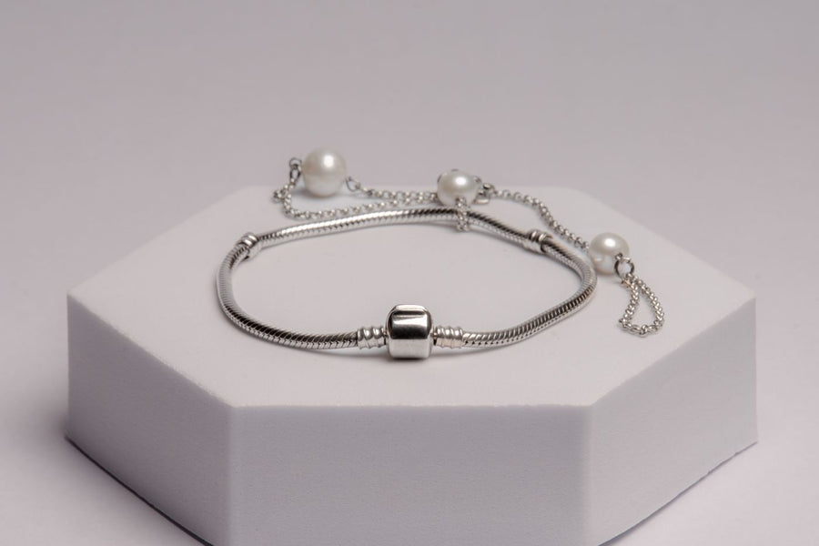 Silver Pearl Foot Bangle