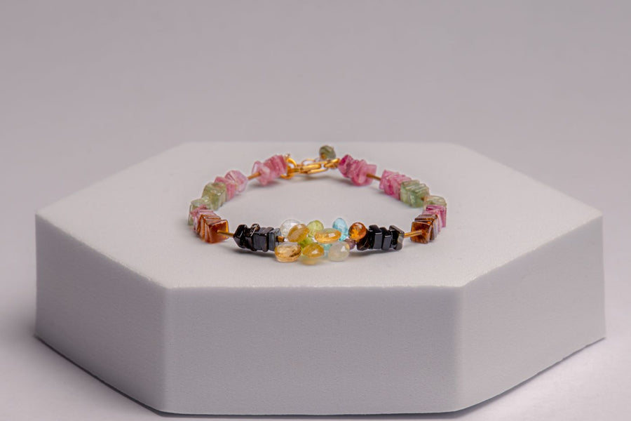 Tourmaline and Peridot and Citrine Bracelet