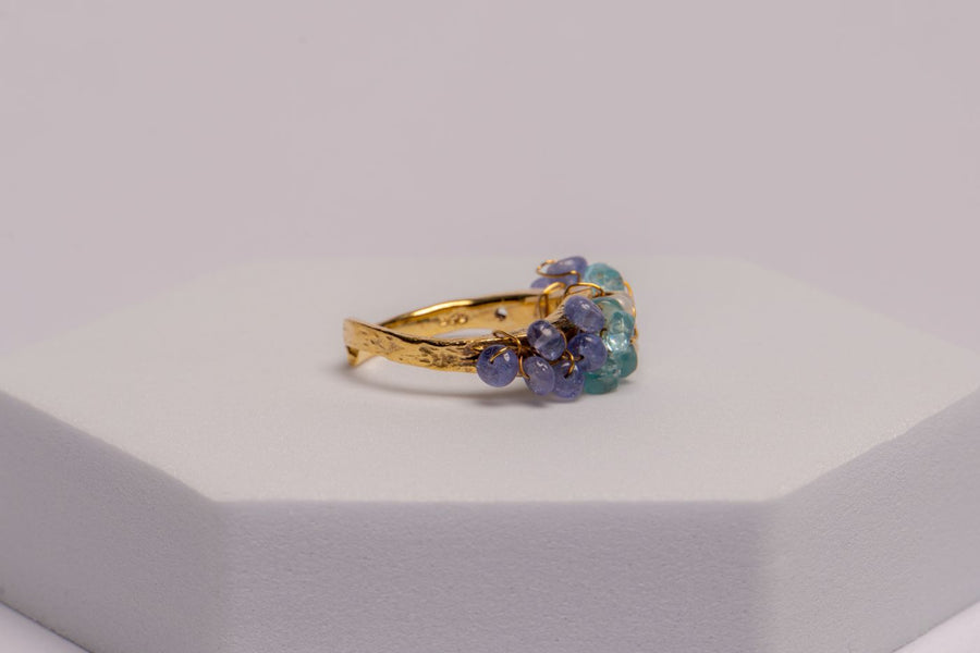 Sapphire and Apatite Cluster Ring